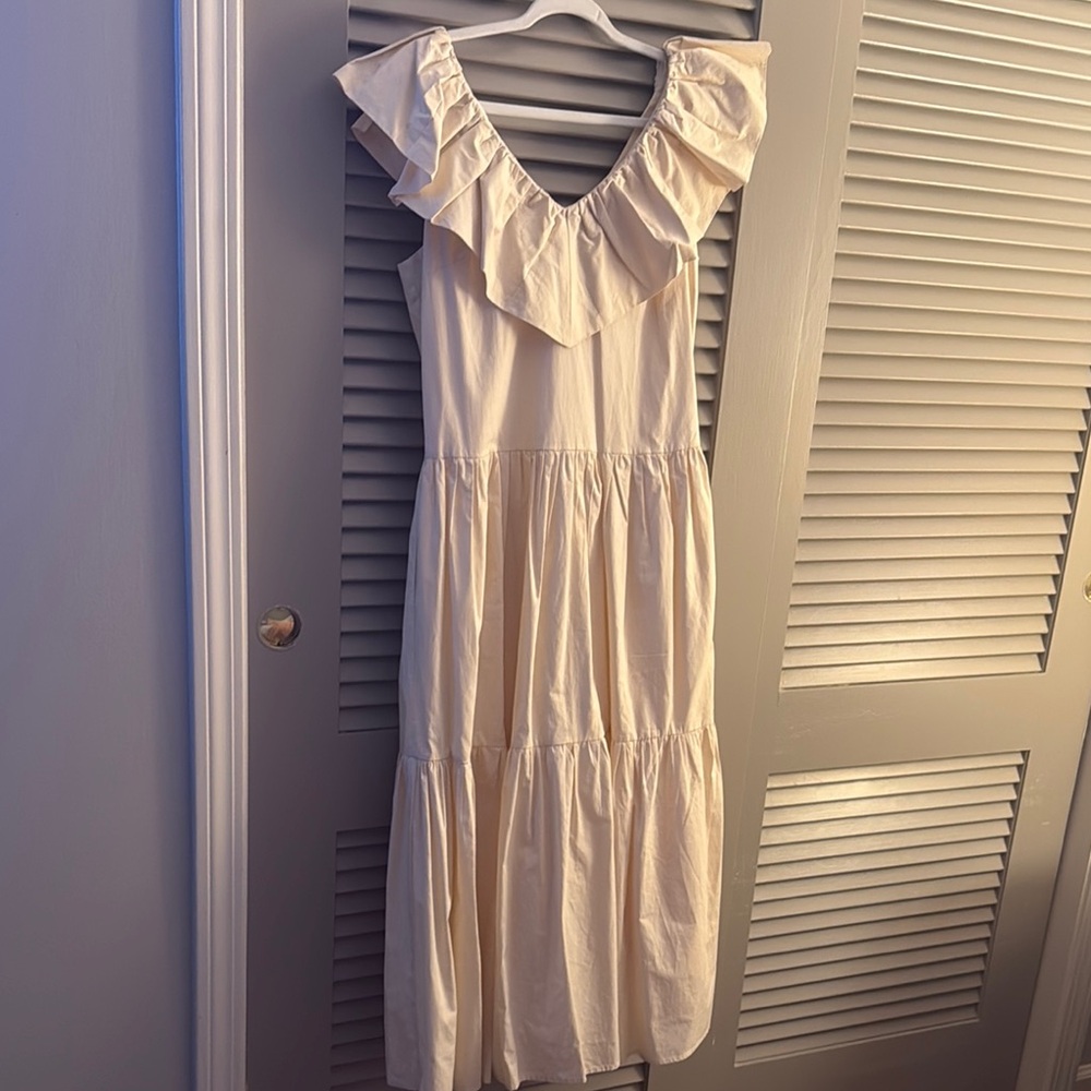 Elegant Cream Ruffle Dress